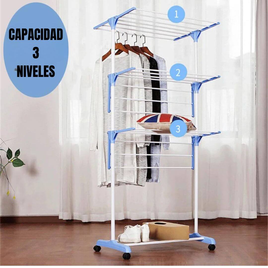 TENDEDERO DE 3 NIVELES PLEGABLE MOVIL 👚👖