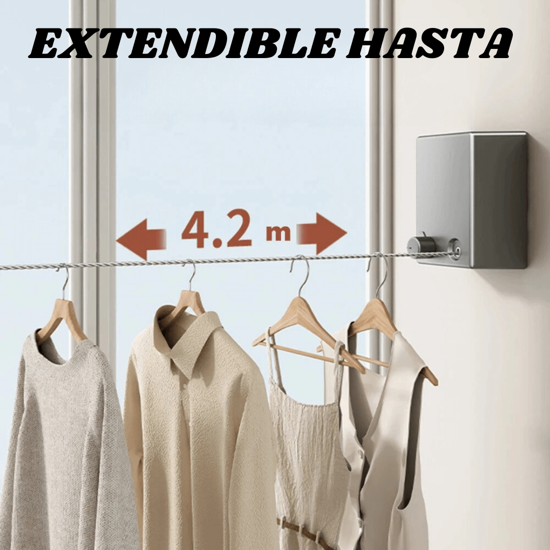 Tendedero retráctil de hasta 4 metros para  la pared 👕👗