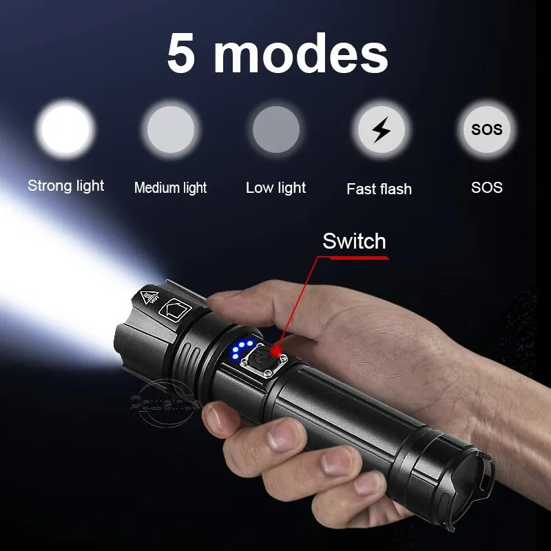 🔦LINTERNA LED RECARGABLE CON ZOOM 3 MODOS DE ILUMINACION 🔦