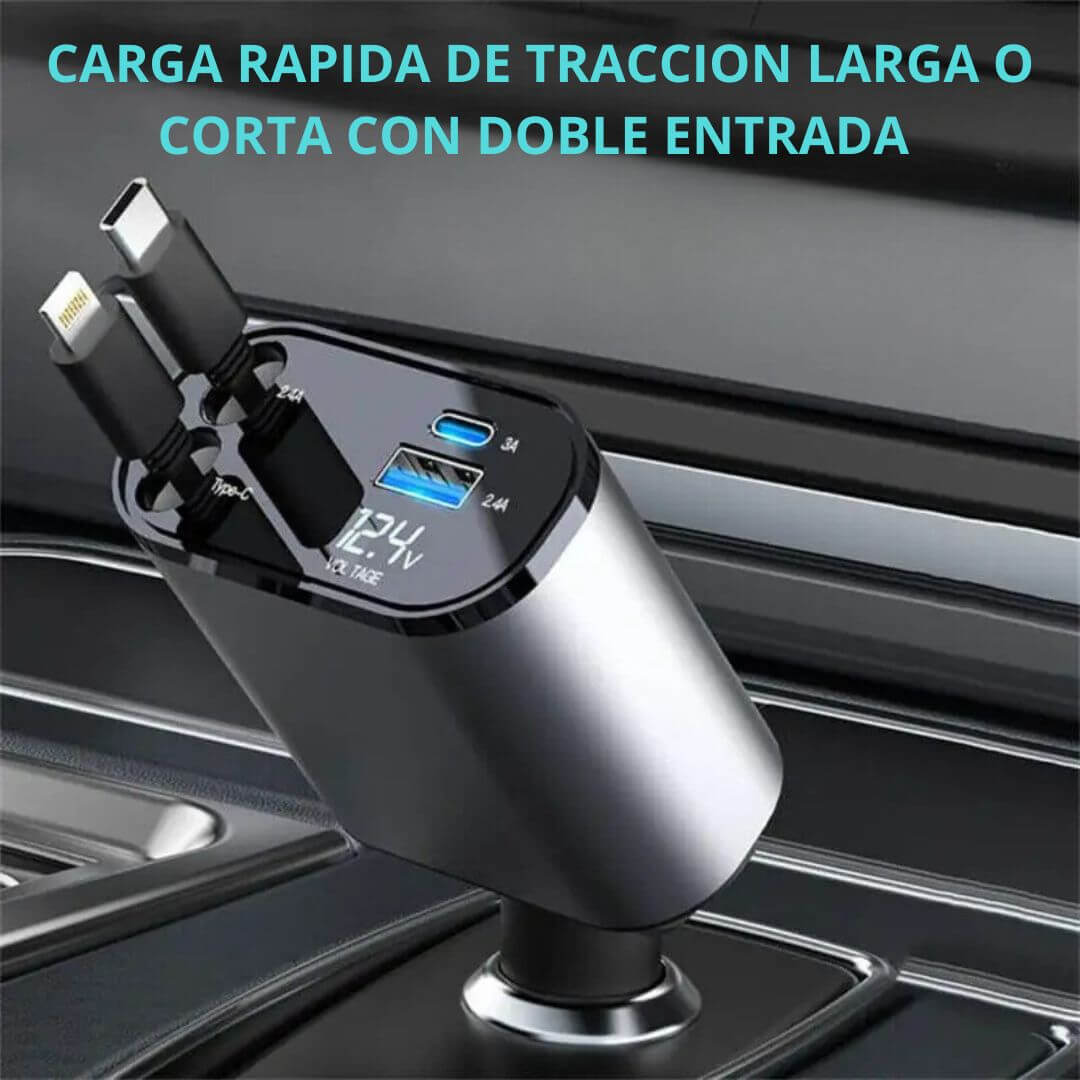 🚗 CARGADOR RETRACTIL 4 EN 1 PARA AUTO 🚗